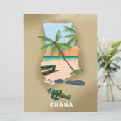 Ghana kaart geïllustreerde reisposter. (Staand voorkant)