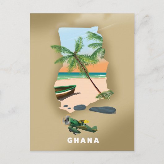 Ghana kaart geïllustreerde reisposter. (Voorkant)