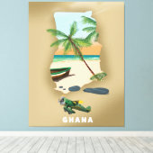 Ghana kaart geïllustreerde reisposter. canvas afdruk (Insitu (Houten vloer))
