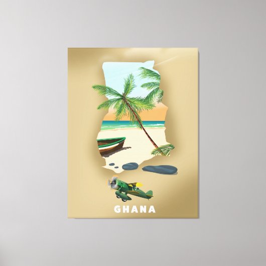 Ghana kaart geïllustreerde reisposter. canvas afdruk (Voorkant)