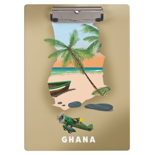 Ghana kaart geïllustreerde reisposter. klembord (Voorkant)