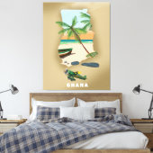 Ghana kaart illustreerde reisposter. canvas afdruk (Insitu (Slaapkamer))
