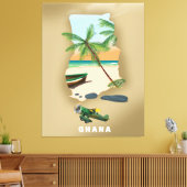 Ghana kaart illustreerde reisposter. canvas afdruk (Insitu (Woonkamer))