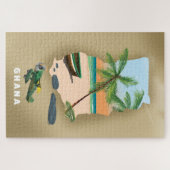 Ghana kaart illustreerde reisposter. legpuzzel (Horizontaal)