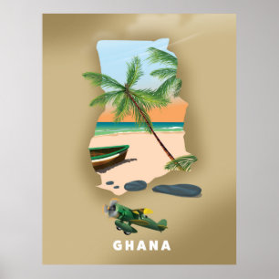 Ghana kaart illustreerde reisposter. poster