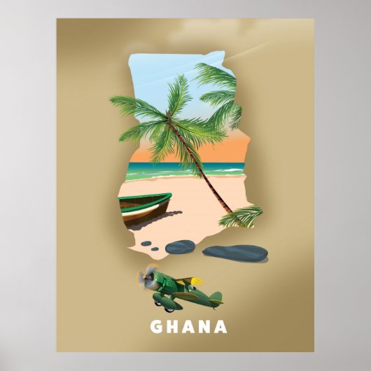 Ghana kaart illustreerde reisposter. poster (Voorkant)