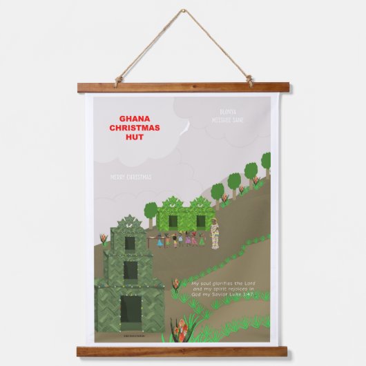 Ghana Kersthut Hout Overdekt Wandtapijt Hangend Wandkleed (Voorkant)