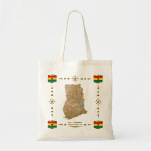 Ghana Map + Flags Bag Tote Bag