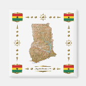 Ghana Map + Flags Magnet (Voorkant)