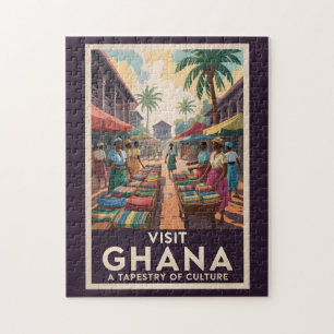 Ghana Market Illustration Travel Art Vintage Legpuzzel