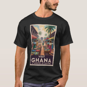 Ghana Market Illustration Travel Art Vintage T-shirt