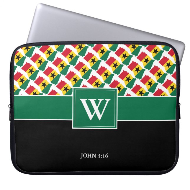 GHANA Monogram Christelijke GREEN-laptop Laptop Sleeve (Voorkant)