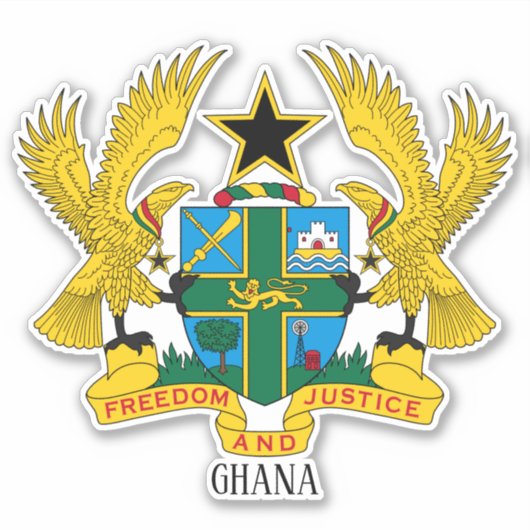 Ghana Nationale wapenschild patriottisch Sticker (Voorkant)