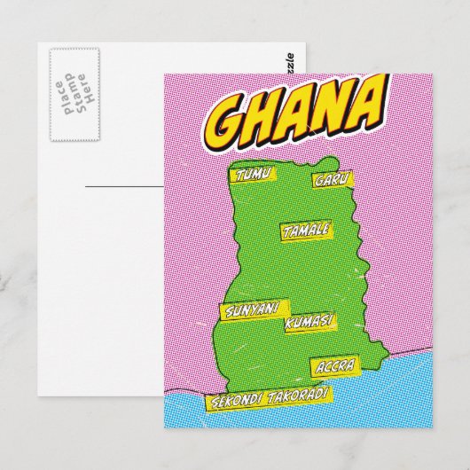 Ghana Reiskaart Briefkaart (Voorkant / Achterkant)