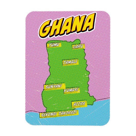 Ghana Reiskaart Magneet (Verticaal)