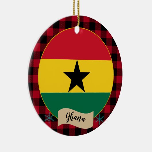 Ghana, Rode buffalo-pleister en Ghanese vlag Keramisch Ornament (Rechts)