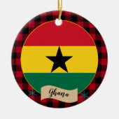 Ghana, Rode buffalo-pleister en Ghanese vlag Keramisch Ornament (Voorkant)