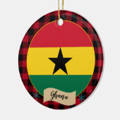 Ghana, Rode buffalo-pleister en Ghanese vlag Keramisch Ornament (Links)