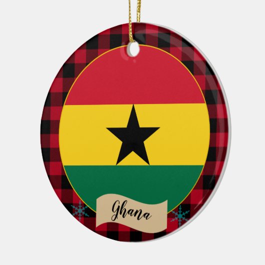 Ghana, Rode buffalo-pleister en Ghanese vlag Keramisch Ornament (Links)