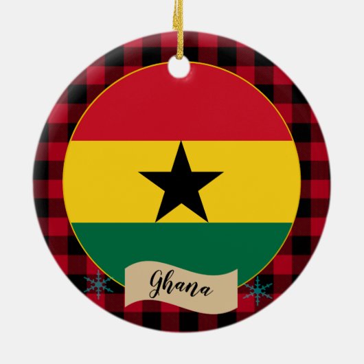 Ghana, Rode buffalo-pleister en Ghanese vlag Keramisch Ornament (Achterkant)