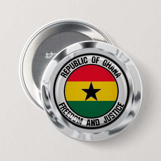 Ghana Round Emblem Ronde Button 7,6 Cm (Voorkant /achterkant)