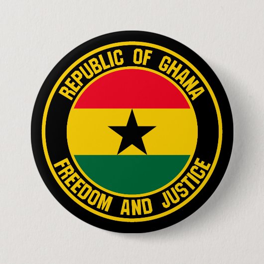 Ghana Round Emblem Ronde Button 7,6 Cm (Voorkant)