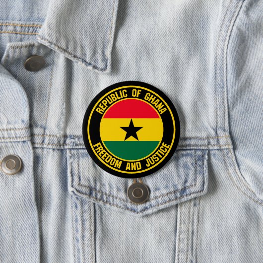 Ghana Round Emblem Ronde Button 7,6 Cm (In situ)