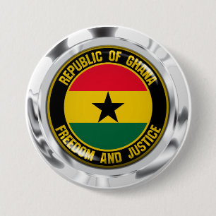 Ghana Round Emblem Ronde Button 7,6 Cm