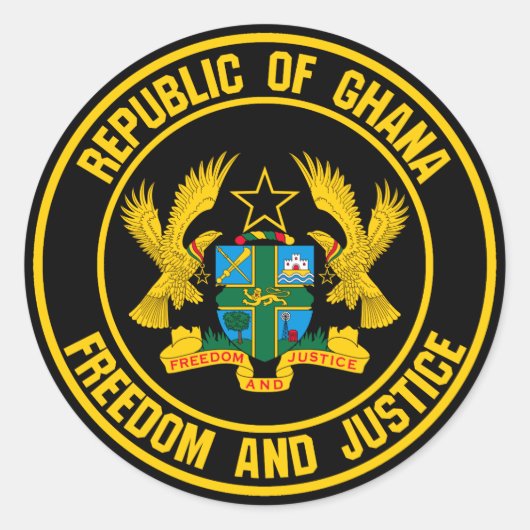 Ghana Round Emblem Ronde Sticker (Voorkant)