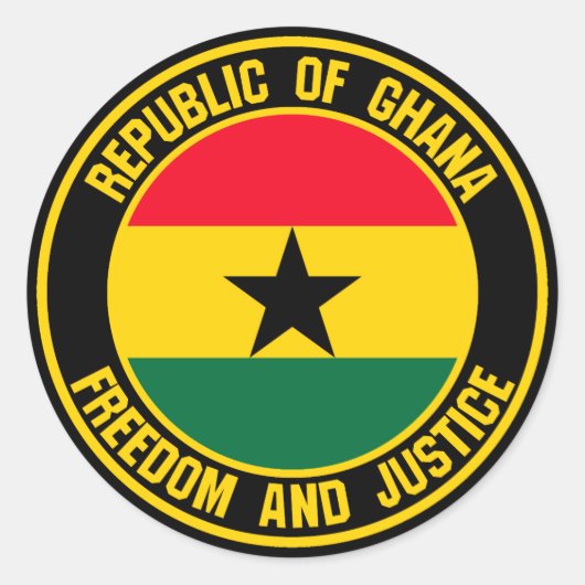 Ghana Round Emblem Ronde Sticker (Voorkant)