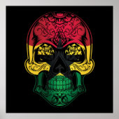 Ghana Skull en Rozen vlag Poster (Voorkant)