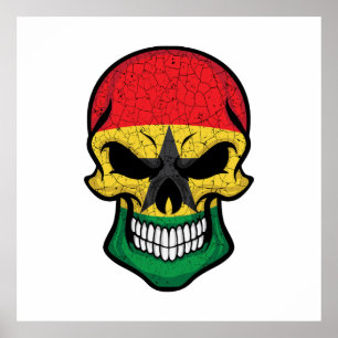 Ghana Smiling Skull Flag Poster