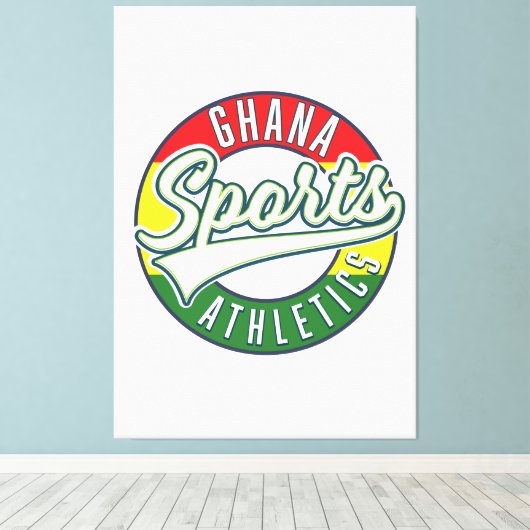 Ghana Sports Athletics retro logo Canvas Afdruk (Insitu (Houten vloer))