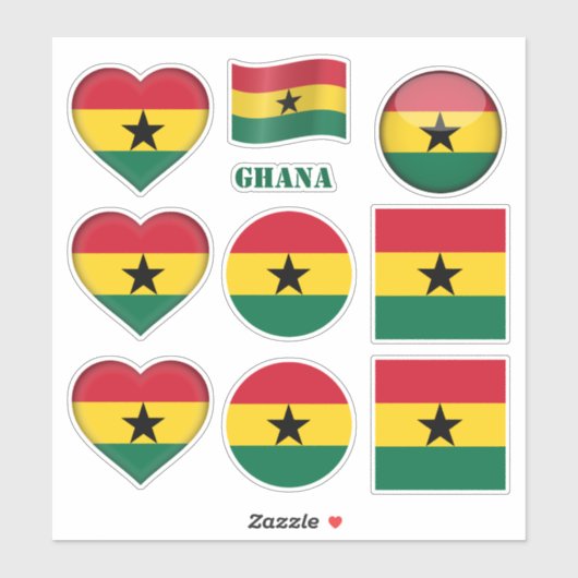 Ghana stickers & Ghanese vlag, Hart /sport (Vel)