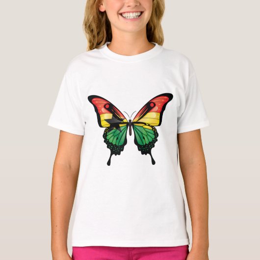 Ghana Swallowtail Vlinder Vlag Sticker T-shirt (Voorkant)
