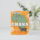 Ghana vintage reisposter briefkaart (Staand voorkant)