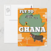 Ghana vintage reisposter briefkaart (Voorkant / Achterkant)