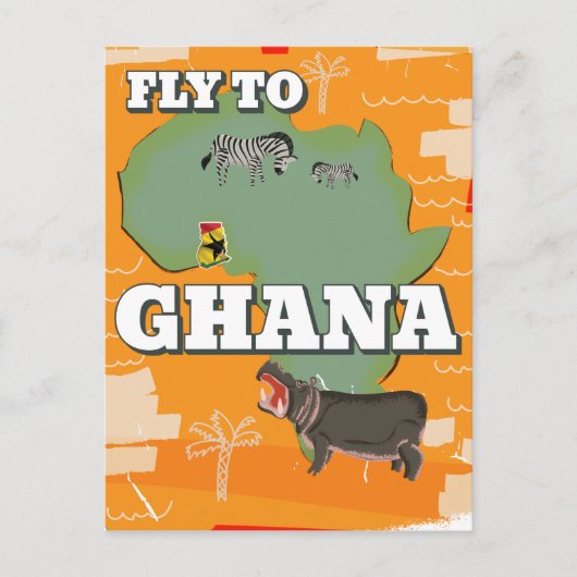 Ghana vintage reisposter briefkaart (Voorkant)