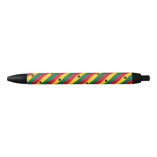 Ghana Vlag Balpen Zwarte Inkt Pen (Voorkant)
