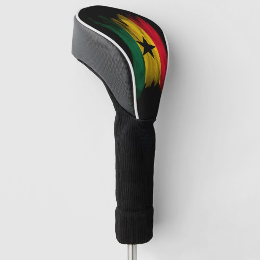 Ghana vlag borstelslag, nationale vlag golfheadcover (Schuin)