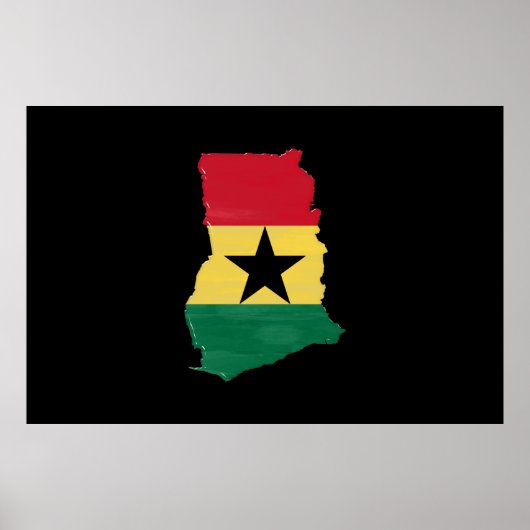 Ghana vlag en kaart poster (Voorkant)