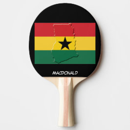 GHANA-VLAG EN MAP-AANGEPASTE ZWART TAFELTENNISBATJE