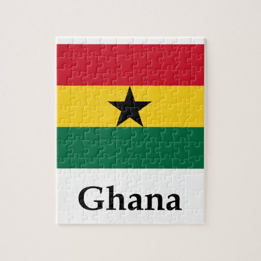 Ghana vlag en naam legpuzzel (Verticaal)