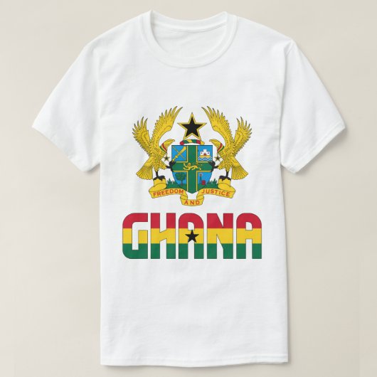 Ghana vlag en wapenschild t-shirt (Design voorkant)