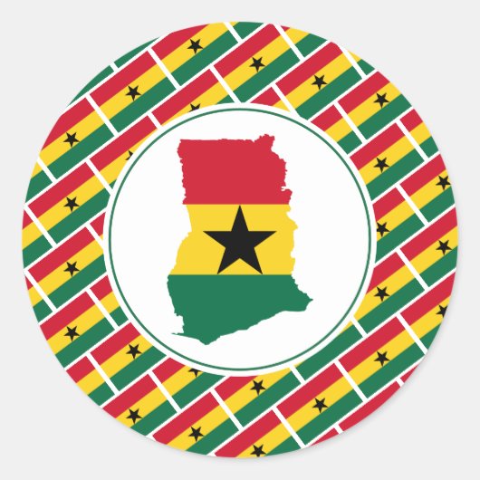 GHANA VLAG Ghanees Kaart Stijlvol Patriottisch Ronde Sticker (Voorkant)