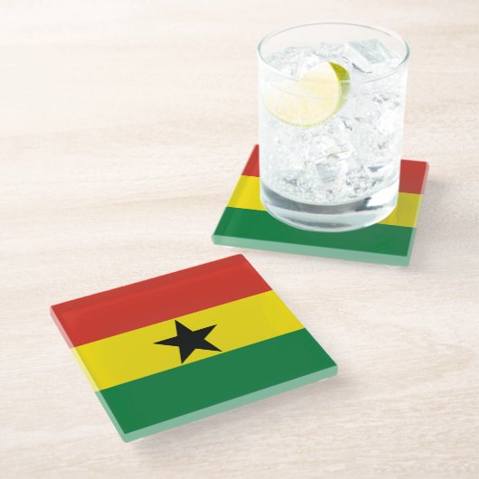 Ghana vlag glazen onderzetter (Schuin)