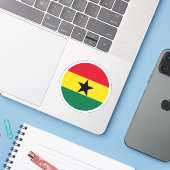 Ghana Vlaggen Ronde Sticker (Laptop met iPhone)