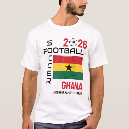 GHANA Voetbal Football Custom 2026 ELK JAAR T-shirt (Voorkant)