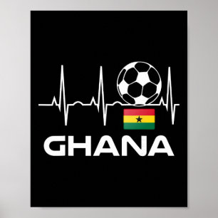Ghana Voetbaltrui Shirt Mannen Vrouwen Voetbal Cad Poster