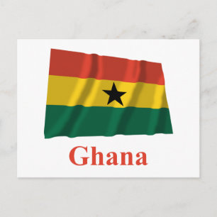 Ghana Waving Flag met naam Briefkaart
